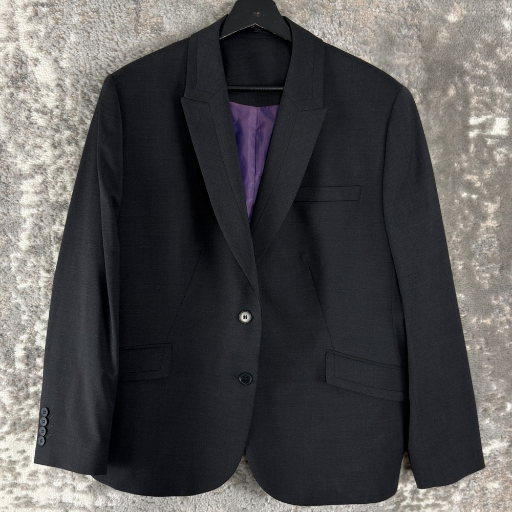 Brook Taverner Plus Size 20 Wool Career Blazer Jacket Black Button V Neck Lined